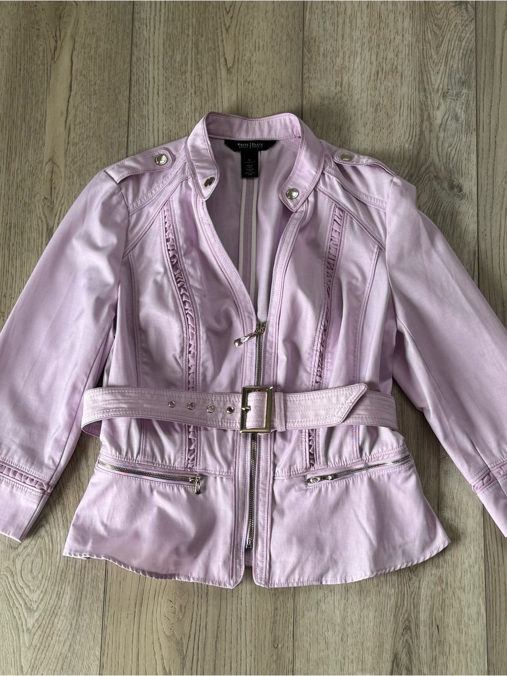 WHBM White House Black Market Purple Lavender Belted Jacket size 8
